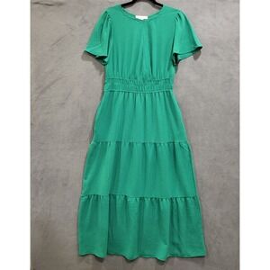 Monteau Los Angeles‎ Tiered Maxi Dress Womens Size XL Pockets Boho Cottagecore